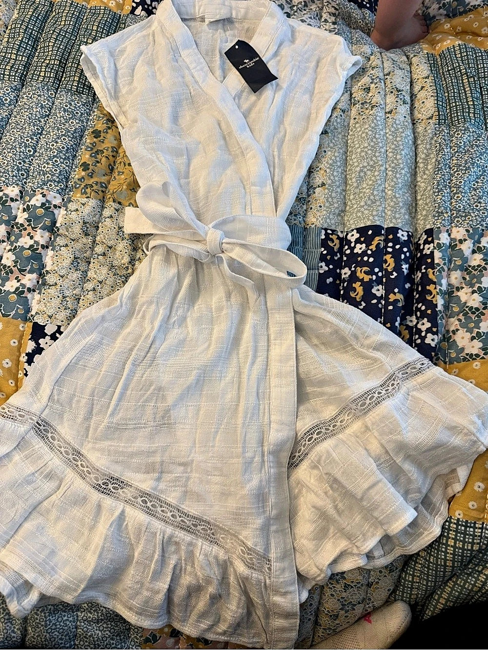 Abercrombie Kids Girls Linen Dress White Girls 11/12 NWT